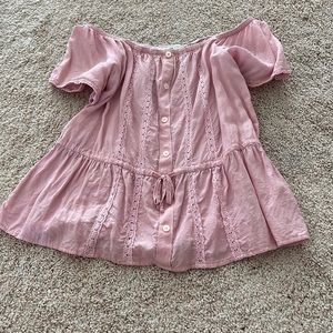 Abercrombie and Fitch off the shoulder pink blouse